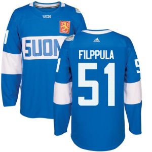 Herren Team Finland #51 Valtteri Filppula Authentic Blau Auswärts 2016 World Cup